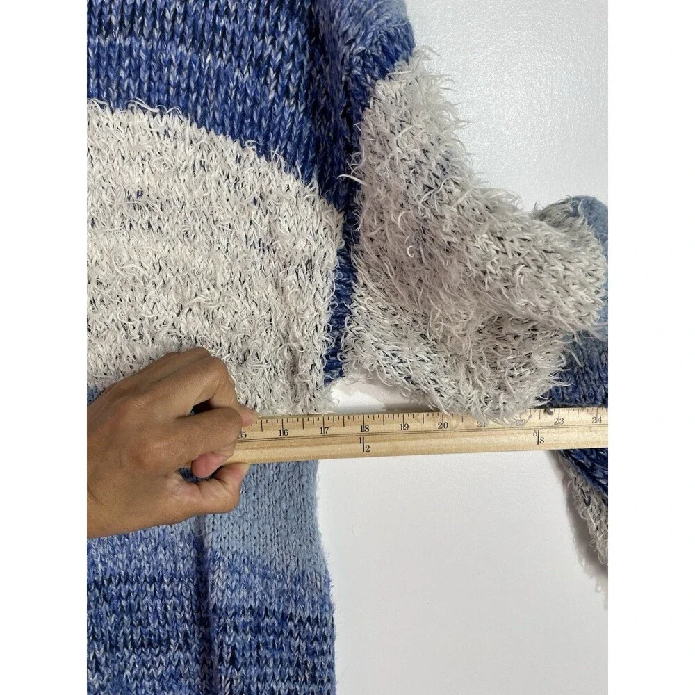 Free People Sweater Dress M Making Waves Blue Striped Eyelash-knit‎ Granola Girl